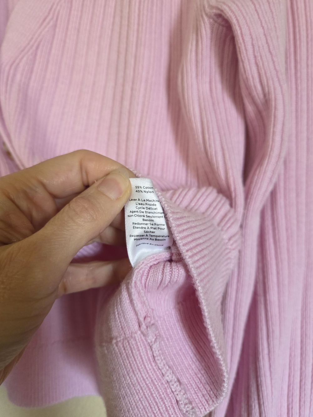 Talbots Soft Pink Ribbed V-Neck Button Cardigan - Picture 4 of 6